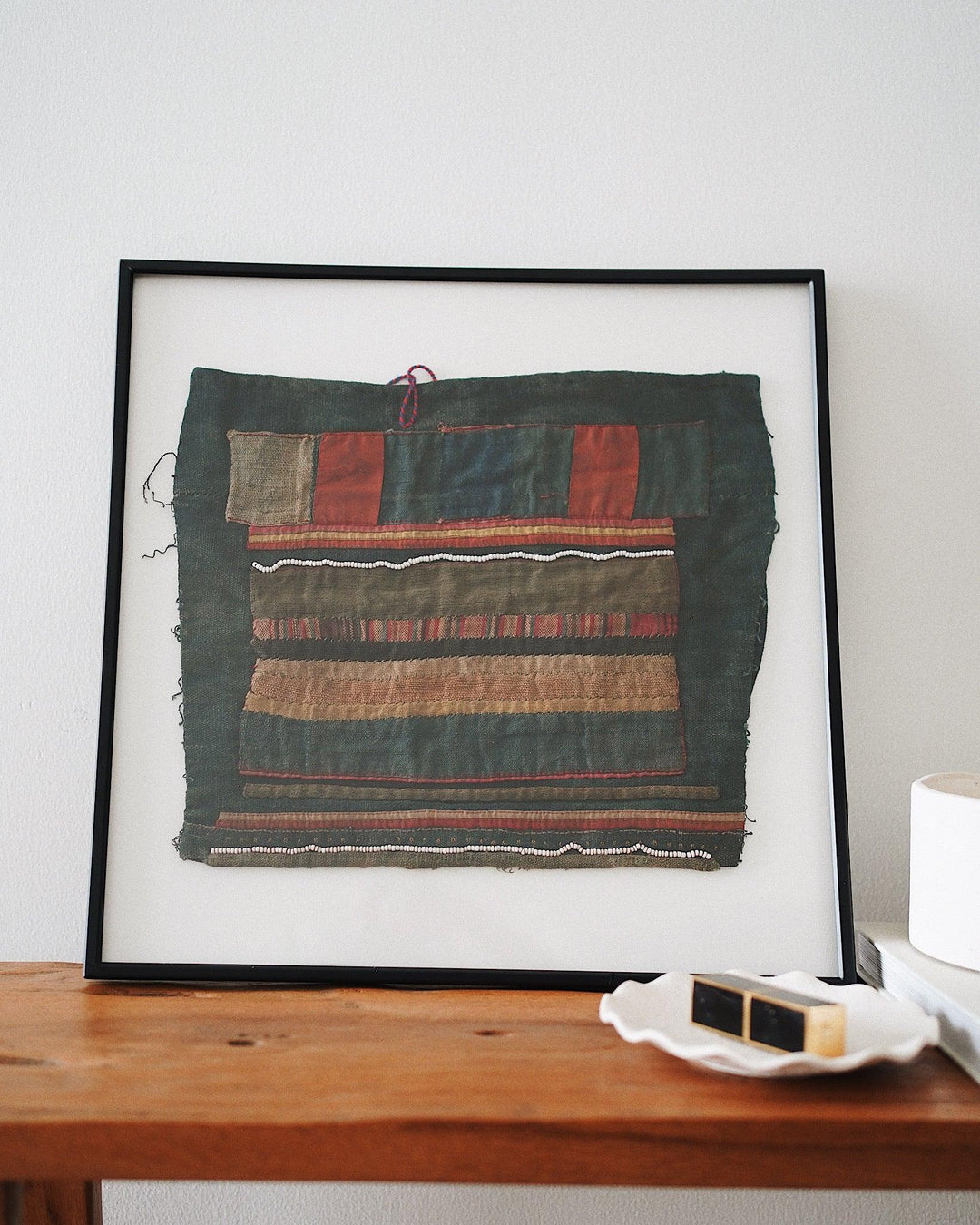 Ahkaya Vintage Hand Embroidered Textile Wall Art | Olive & Iris