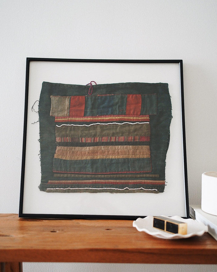 Ahkaya Vintage Hand Embroidered Textile Wall Art | Olive & Iris