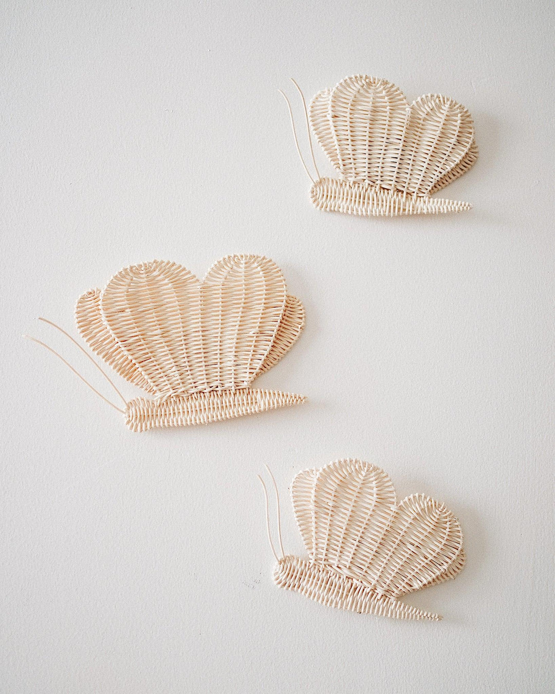 Close-up of handcrafted butterflies rattan wall hanging, showcasing eco-friendly craftsmanship.