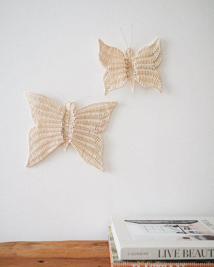 Butterflies Rattan Wall Hanging Set of 3 | Olive & Iris