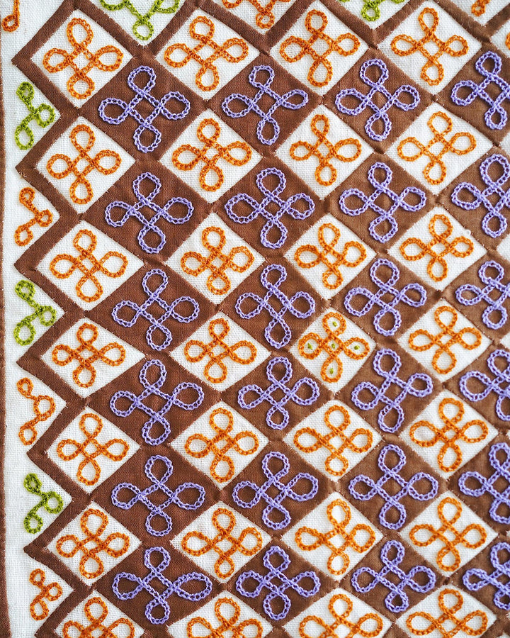 Mala Vintage Hand Embroidered Textile Wall Art | Olive & Iris