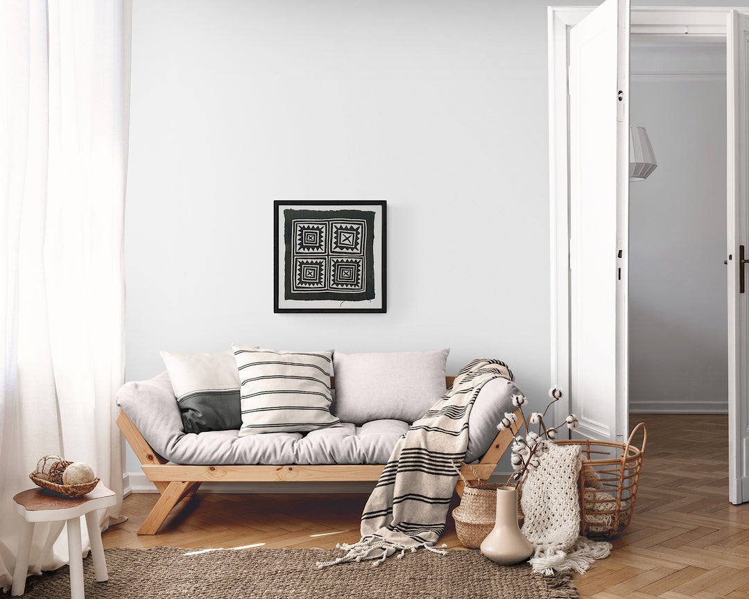 Naya Vintage Hand Embroidered Textile Wall Art By CallaForma - on the wall in living room