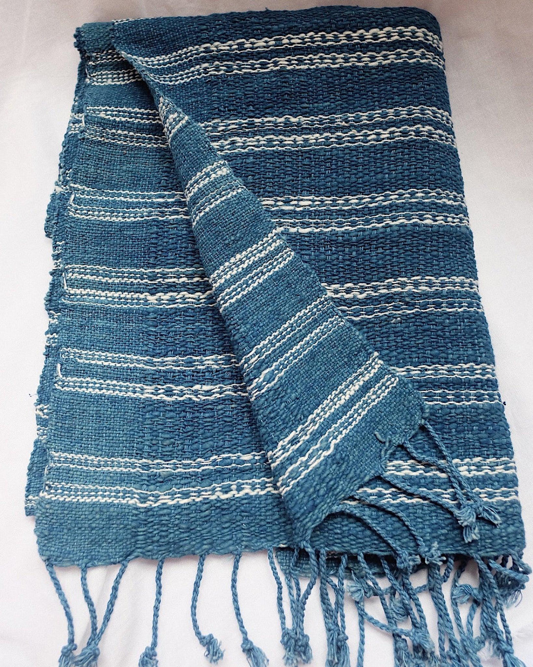Sierra Indigo Handwoven Cotton Table Runner | Olive & Iris