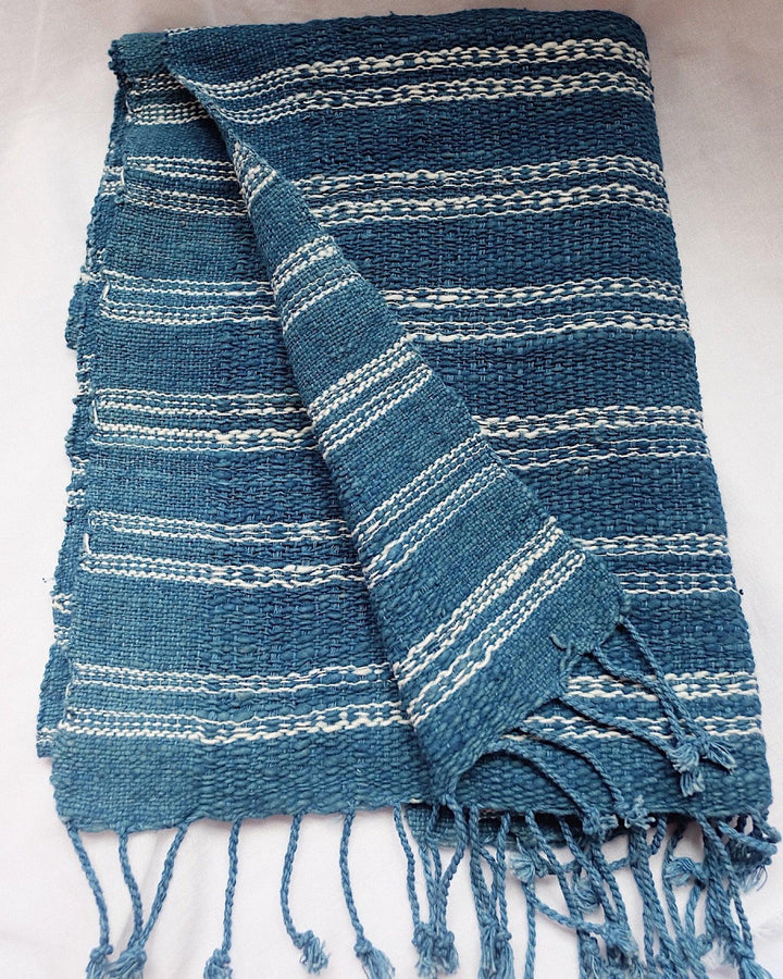 Sierra Indigo Handwoven Cotton Table Runner | Olive & Iris