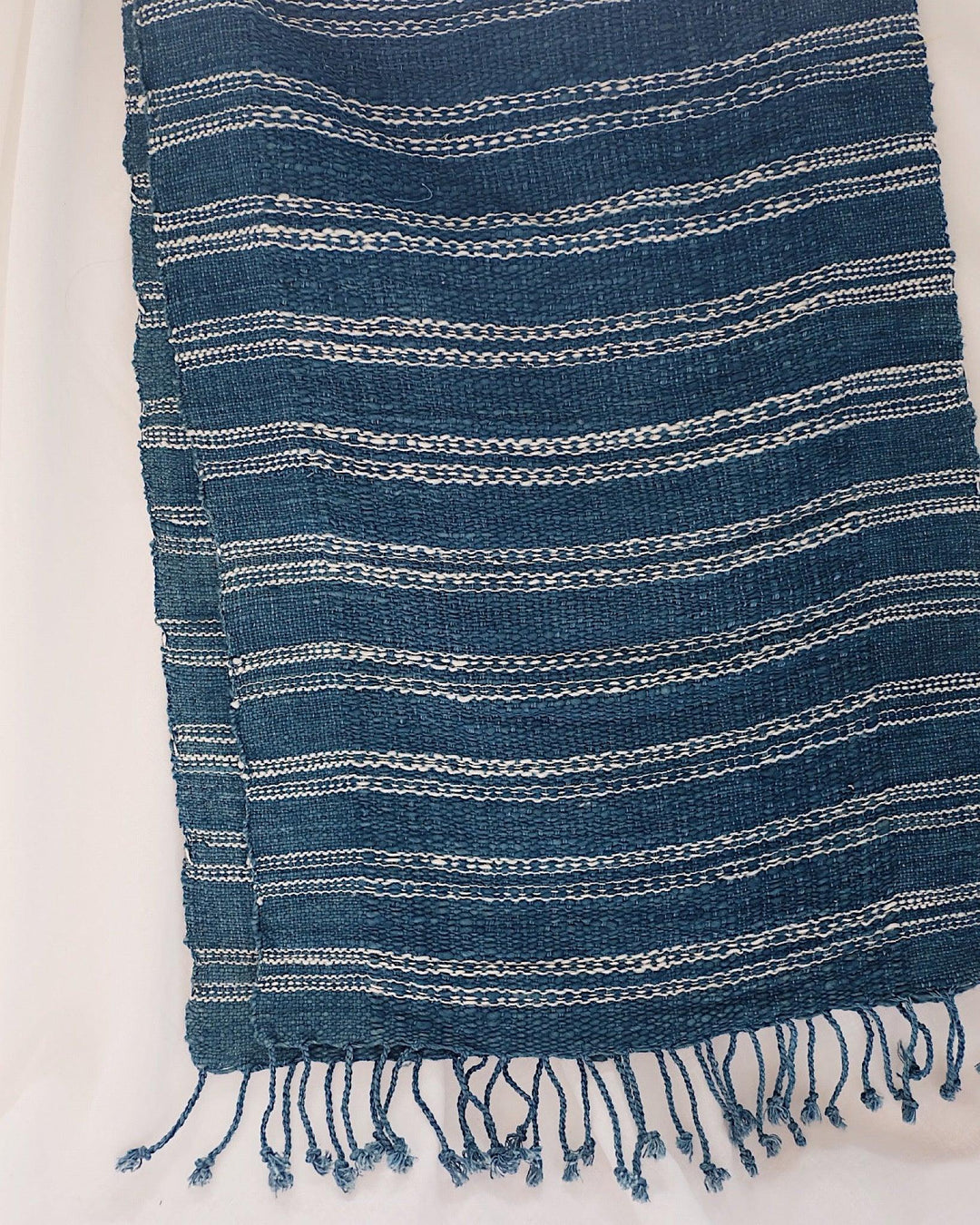 Sierra Indigo Handwoven Cotton Table Runner | Olive & Iris