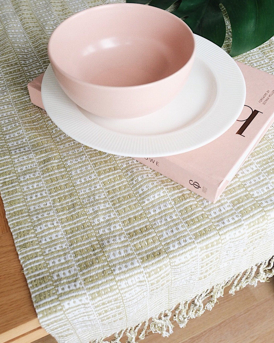 Vintage Hand Woven Table Runner, Throw | Olive & Iris
