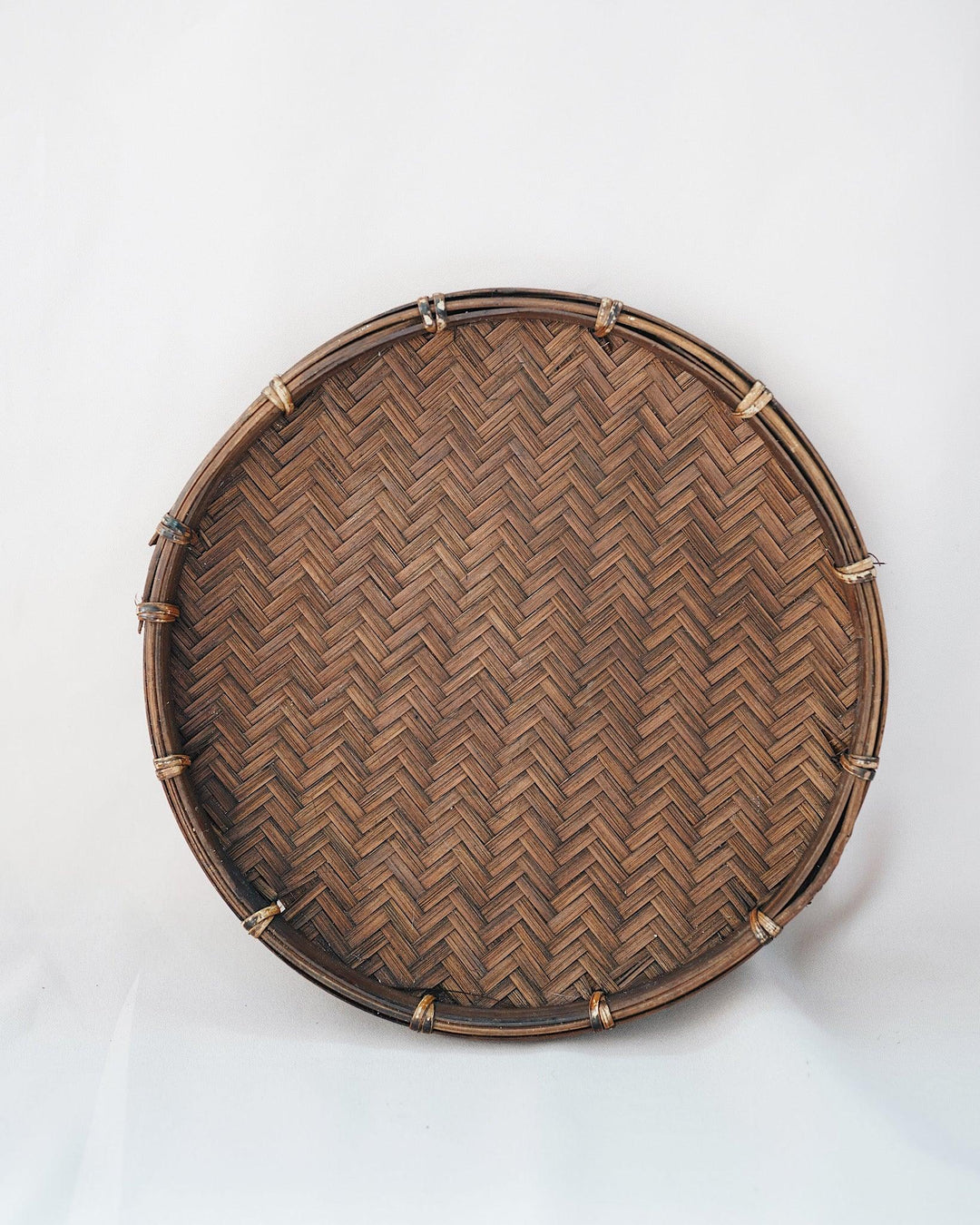 Vintage Bamboo Round Tray 8" | Olive & Iris