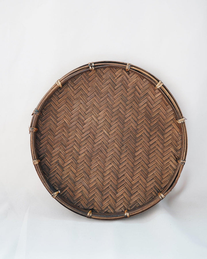 Vintage Bamboo Round Tray 8" | Olive & Iris