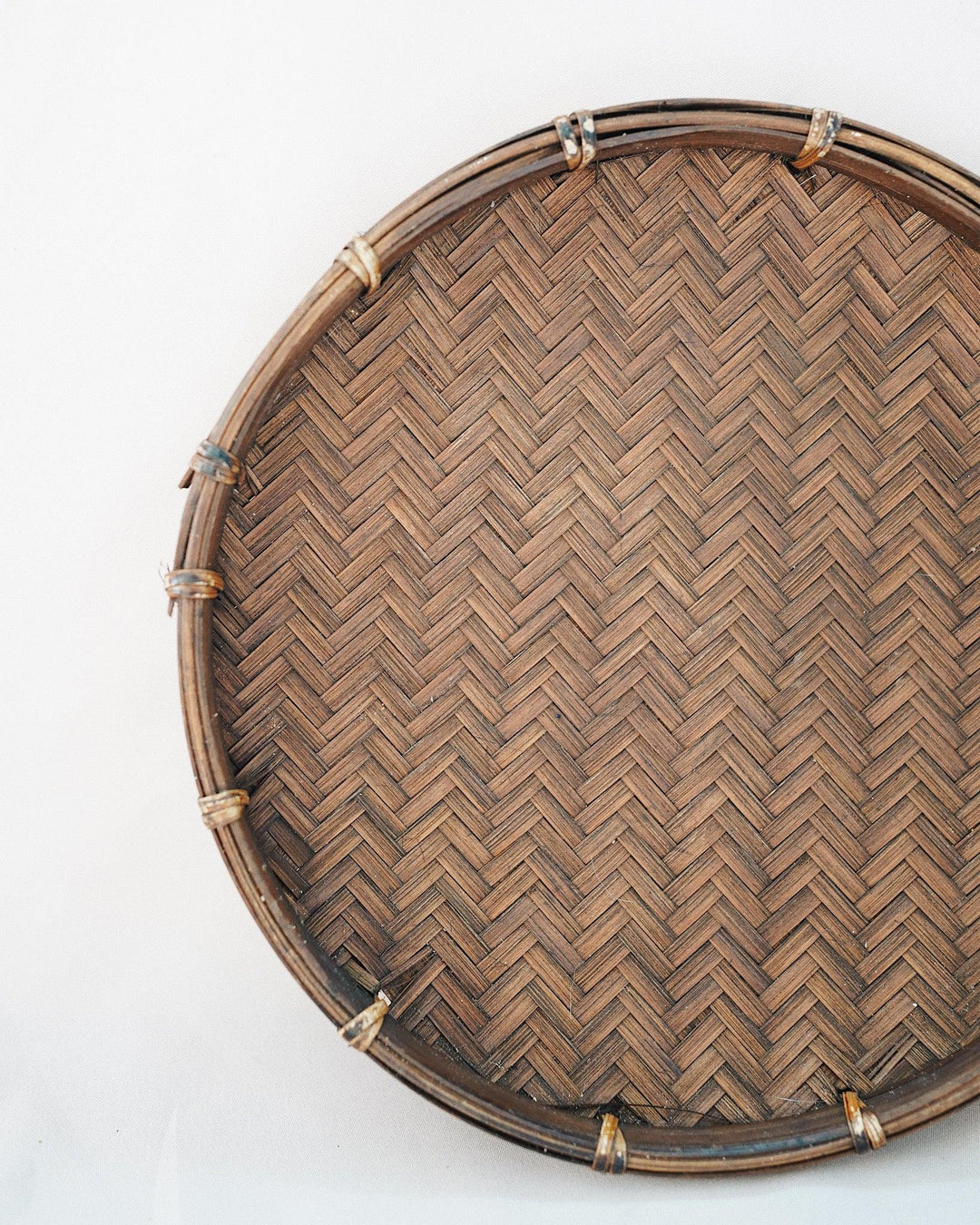 Vintage Bamboo Round Tray 8" | Olive & Iris