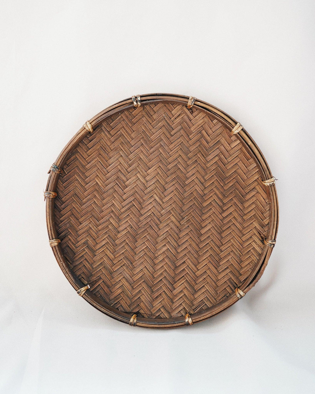 Vintage Bamboo Round Tray 8" | Olive & Iris