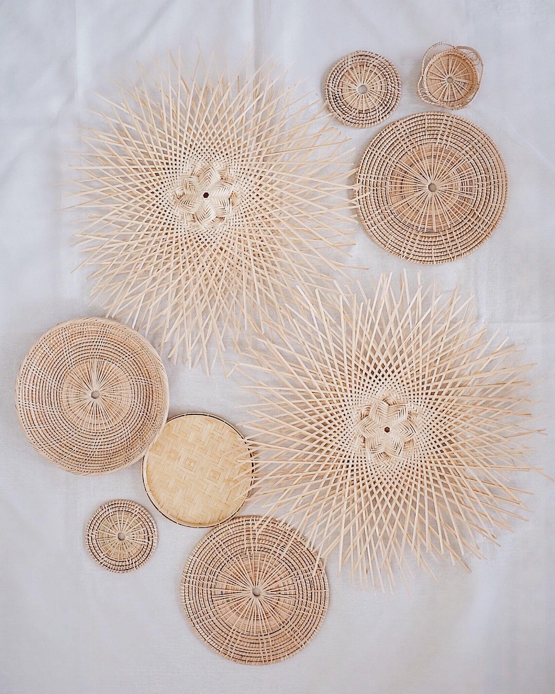 Close-up view of a handwoven basket from the No. 14 Basket Wall Hanging Set, highlighting the detailed craftsmanship.