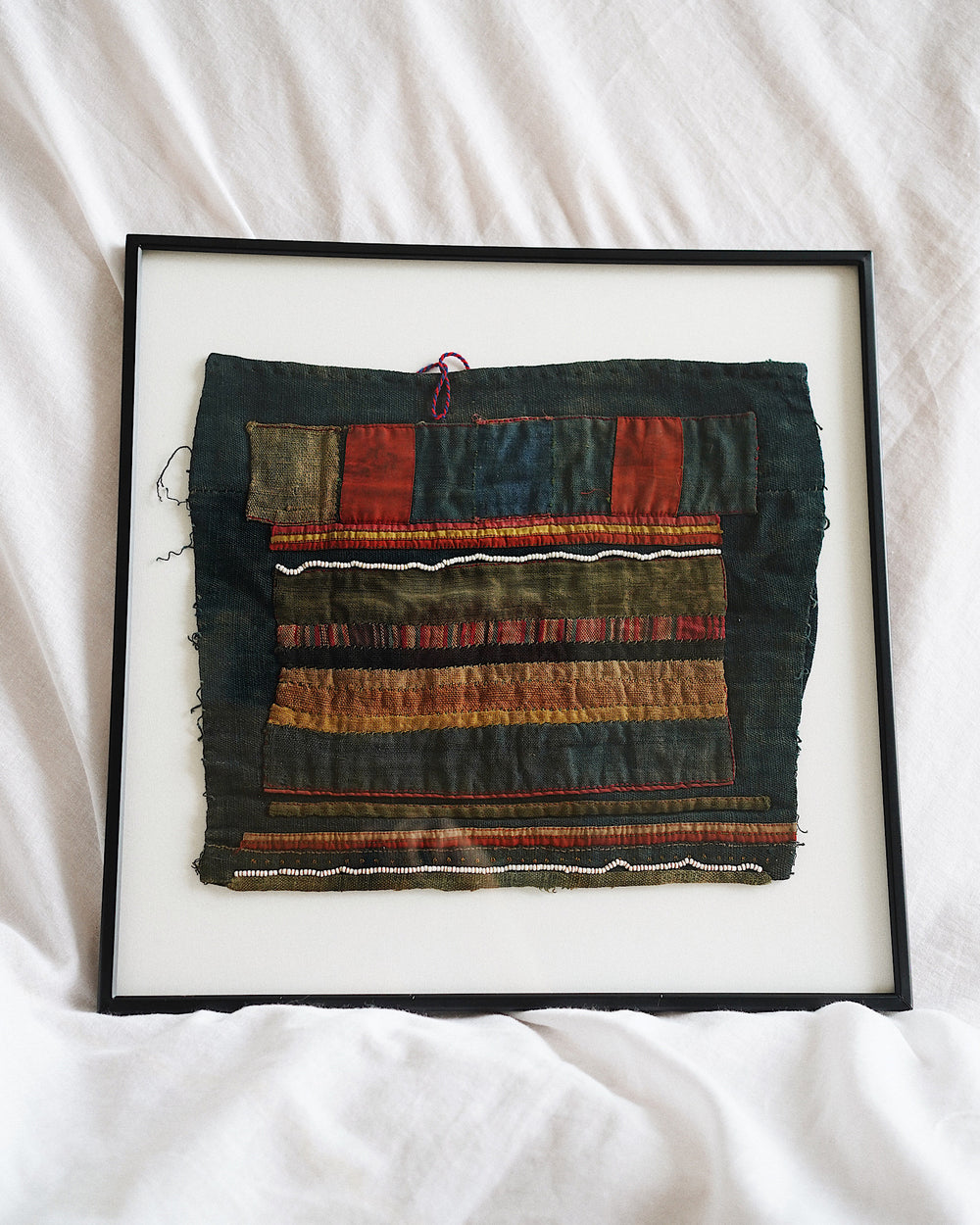 Ahkaya Vintage Hand Embroidered Textile Wall Art | Olive & Iris