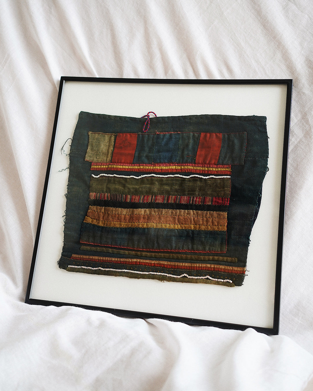 Ahkaya Vintage Hand Embroidered Textile Wall Art | Olive & Iris