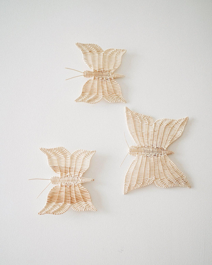 Butterflies Rattan Wall Hanging Set of 3 | Olive & Iris