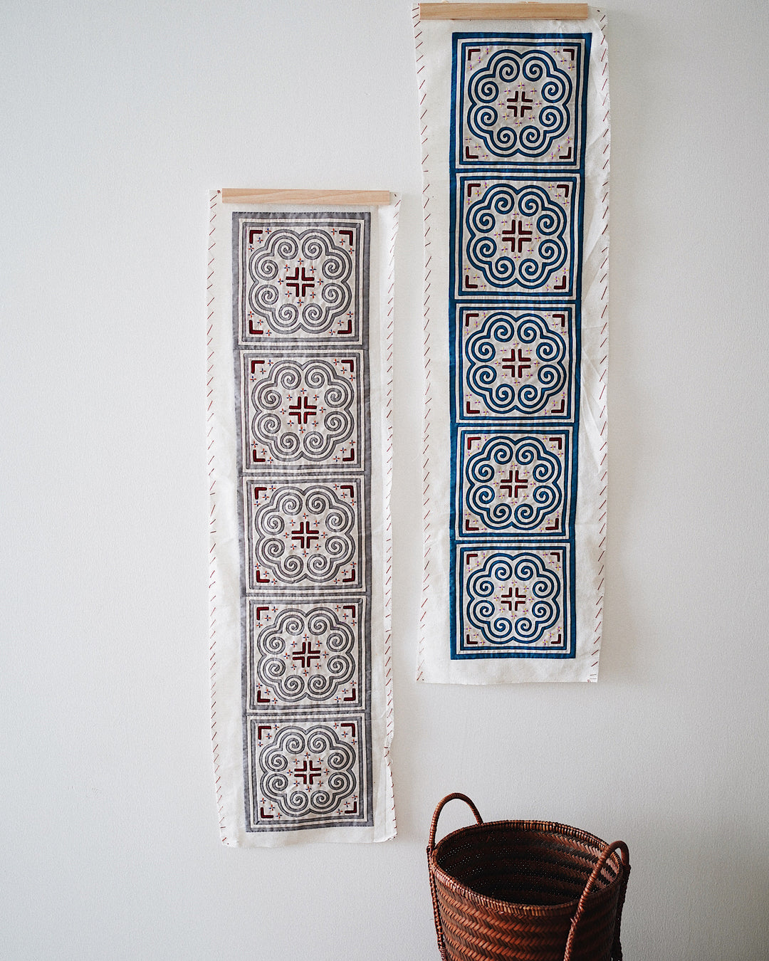 Kacha Vintage Hand Embroidered Textile Wall Art - Blue | Olive & Iris