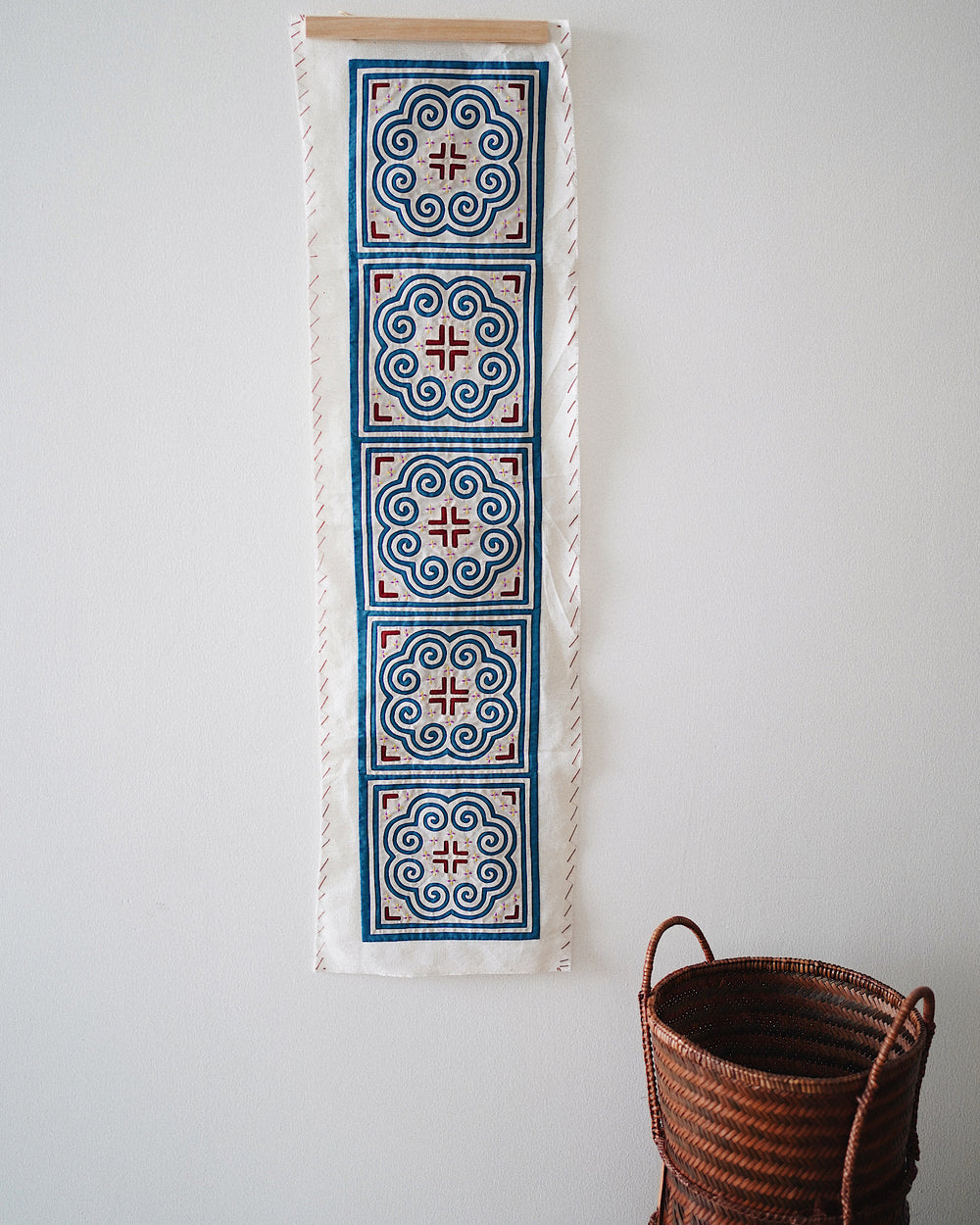 Kacha Vintage Hand Embroidered Textile Wall Art - Blue | Olive & Iris