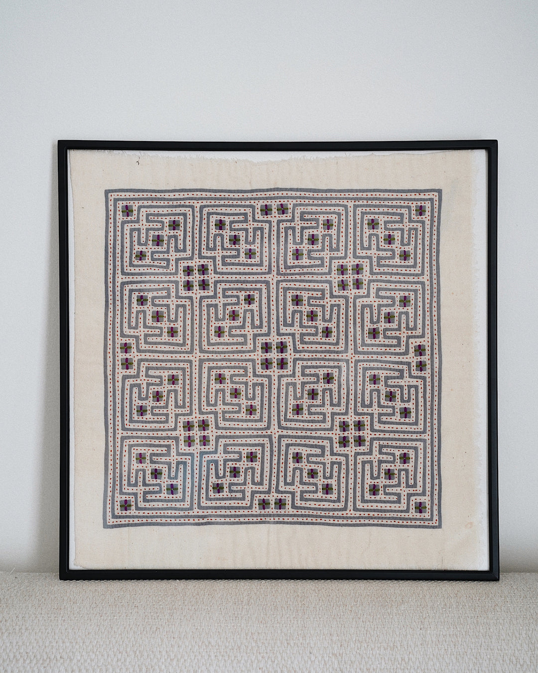 Mai Vintage Hand Embroidered Textile Wall Art | Olive & Iris