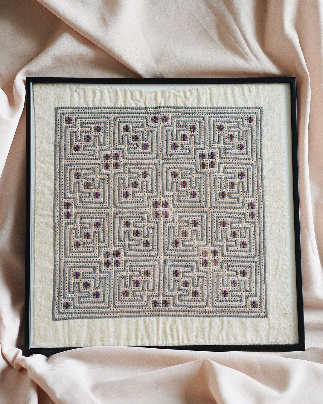 Mai Vintage Hand Embroidered Textile Wall Art | Olive & Iris