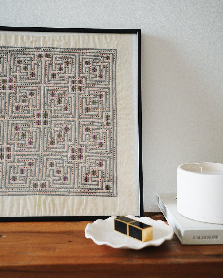 Mai Vintage Hand Embroidered Textile Wall Art | Olive & Iris