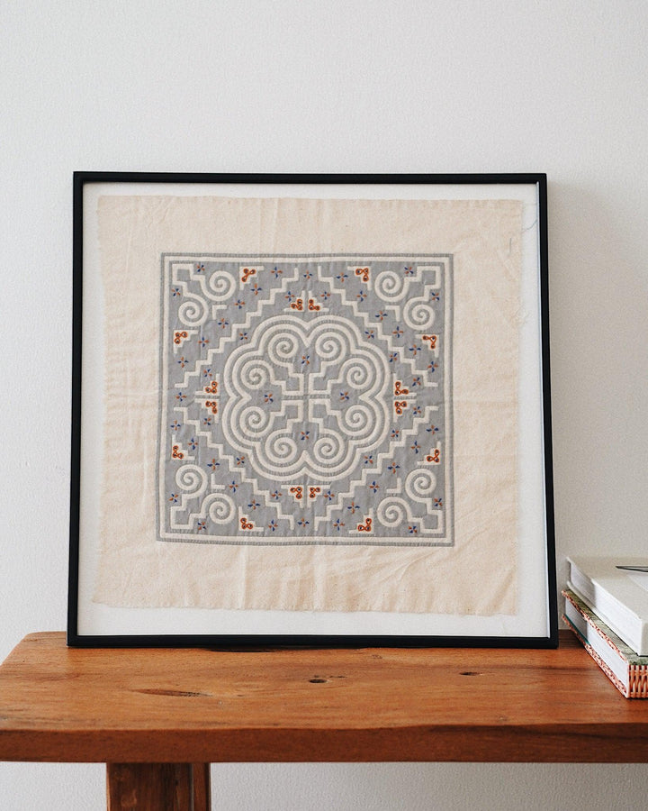 Sana Vintage Hand Embroidered Textile Wall Art | Olive & Iris