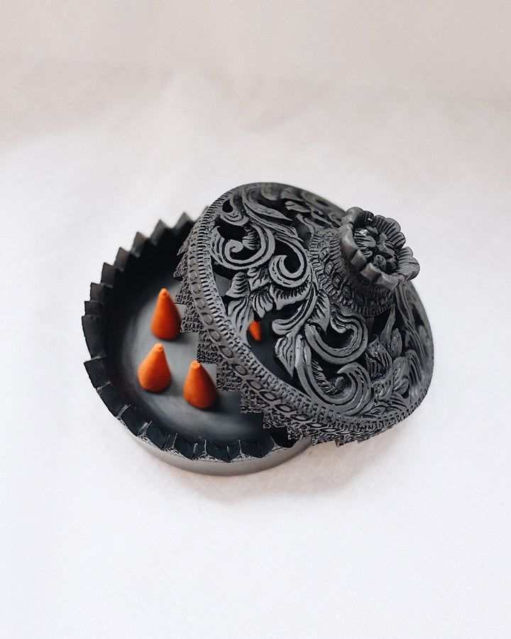 Aroon Hand Carved Incense Holder | Olive & Iris