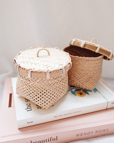 Moon Bamboo Storage Box with Lid | Olive & Iris