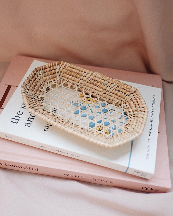 Dianella Petite Handwoven Rattan Tray | Olive & Iris 