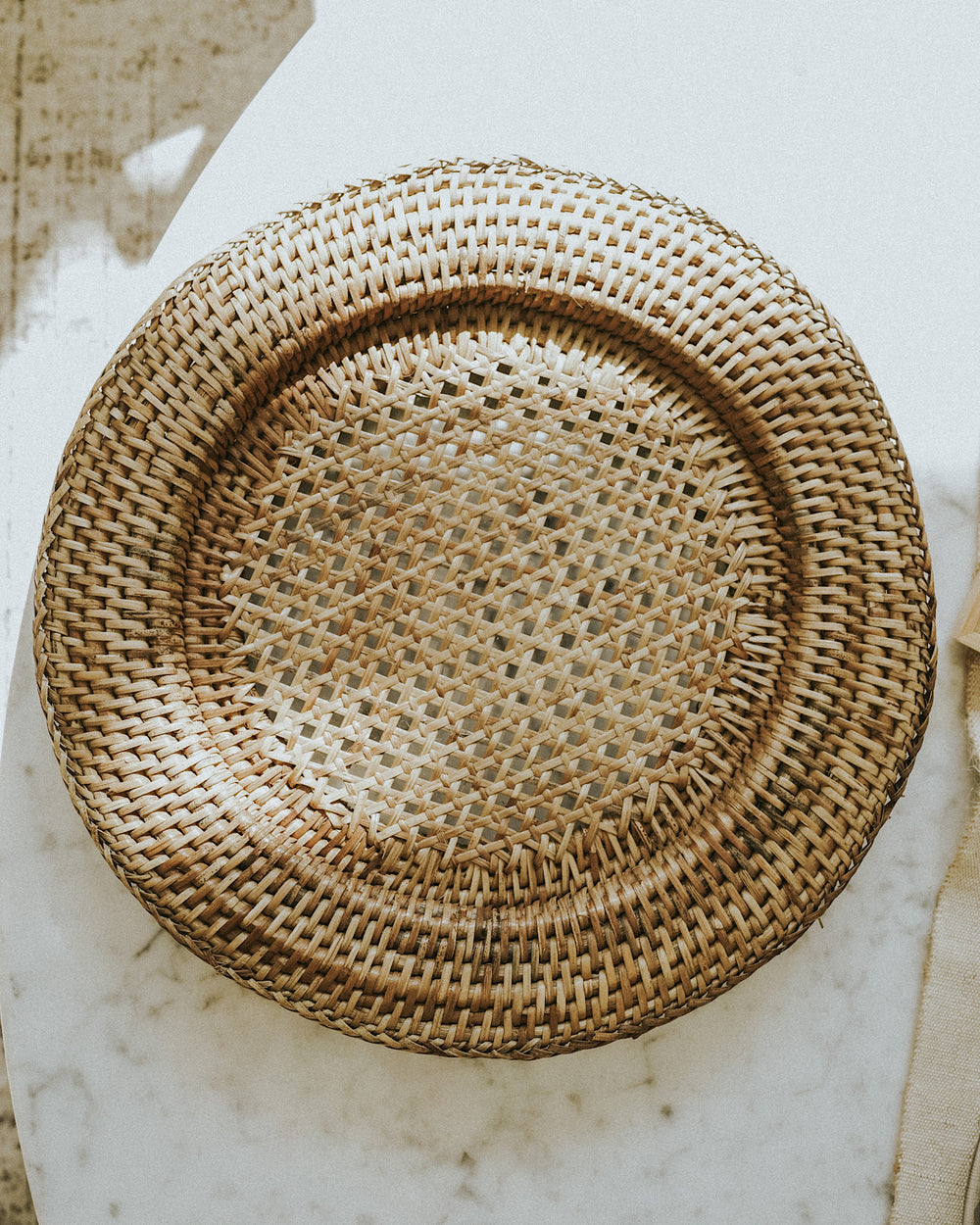Fern Vintage Round Rattan Tray | Olive & Iris