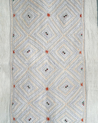 Gray Vintage Hand Embroidered Textile Wall Art | Olive & Iris