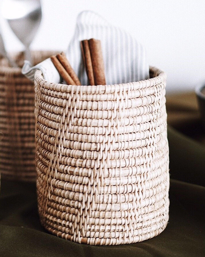 Thyme Rattan Utensil Holder Holiday Set of 2 - Save $6 Olive & Iris