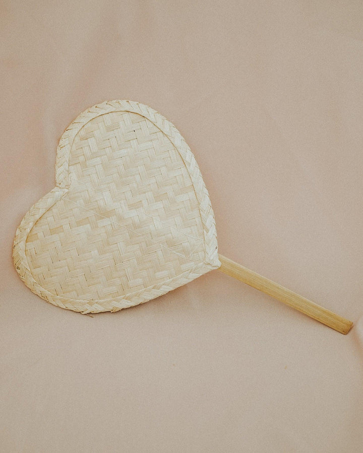 Heart Straw Hand Fan No.5 | Olive & Iris