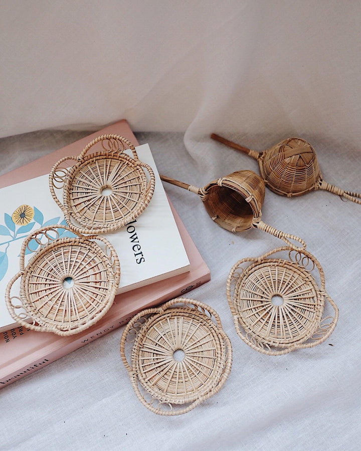 Bamboo Tea Strainer and Margarita Rattan Coasters | Olive & Iris