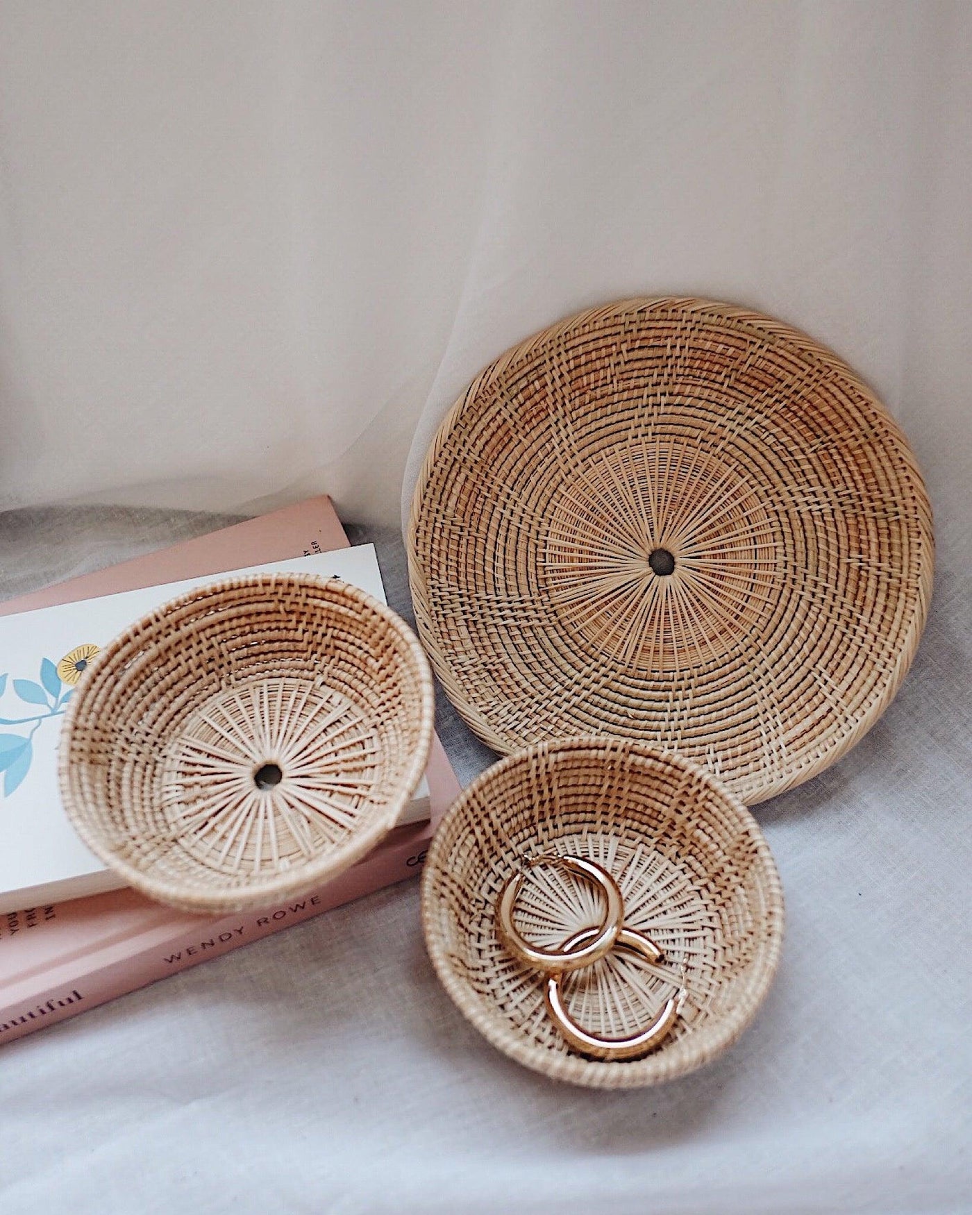 Handwoven Rattan Plate & Bowls Holiday Set - Save $10