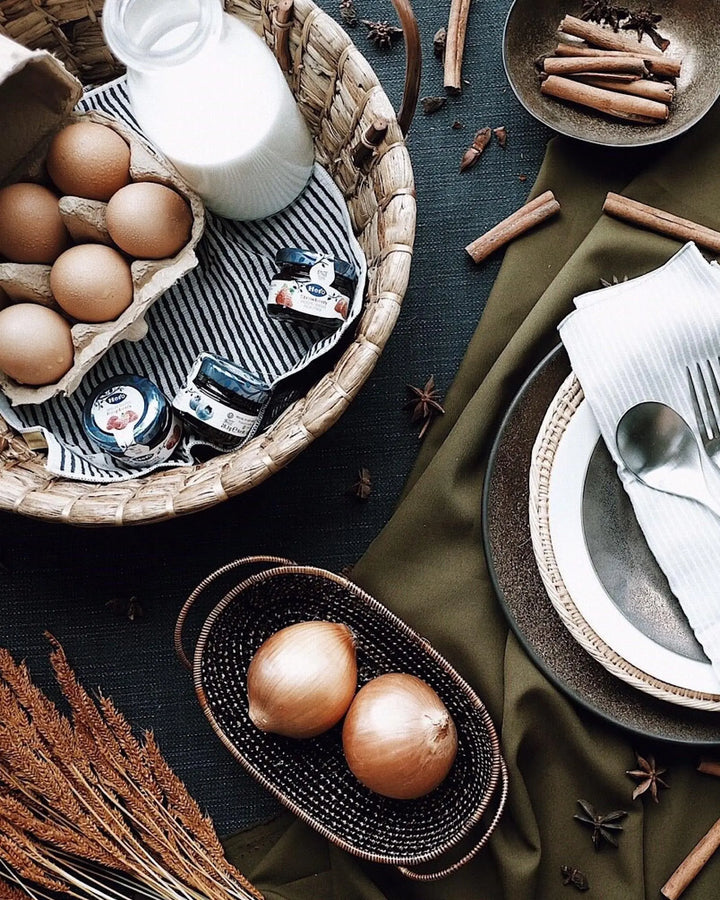 Small Black Rattan Basket - Olive and Iris