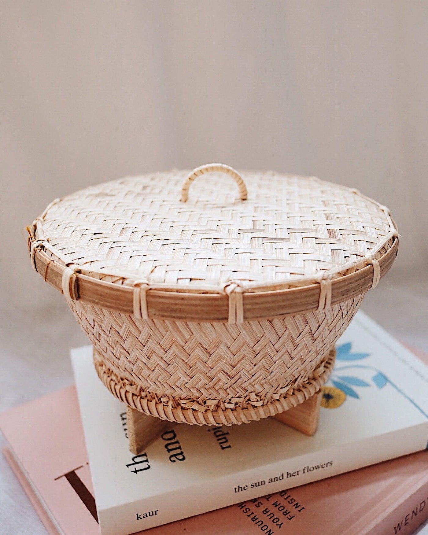 Large Moon Bamboo Storage Box with Lid | Olive & Iris 