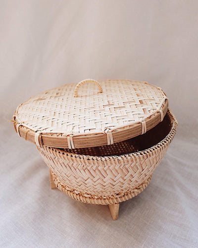 Large Moon Bamboo Storage Box with Lid | Olive & Iris