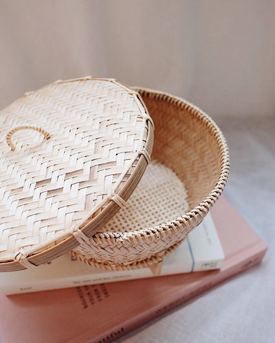 Large Moon Bamboo Storage Box with Lid | Olive & Iris