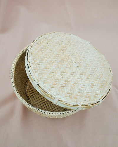 Large Moon Bamboo Storage Box with Lid - White | Olive & Iris