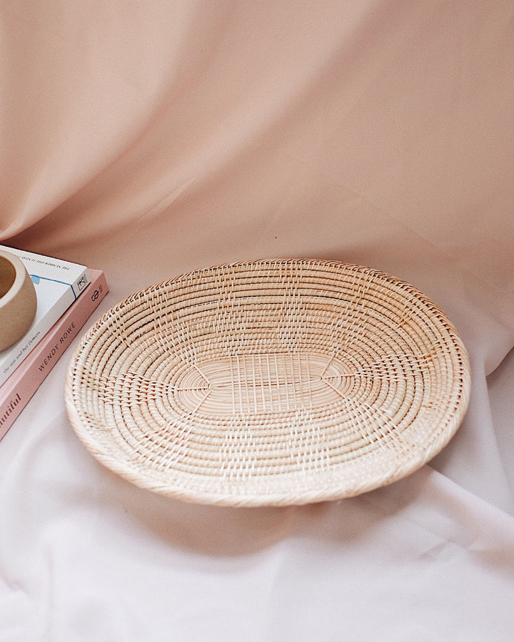 Large Oval Handwoven Rattan Plate | Olive & Iris