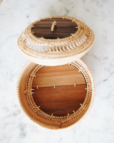 Luna Rattan Storage Box with Lid | Olive & Iris