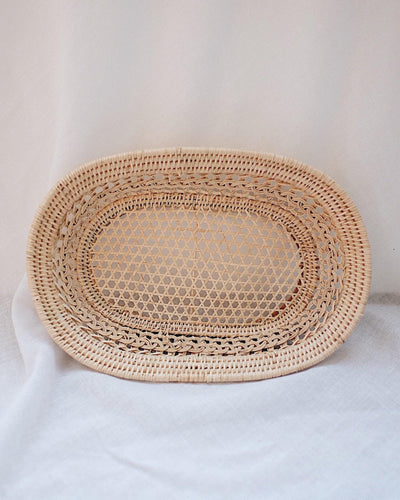 Magnolia Oval Handwoven Rattan Tray | Olive & Iris