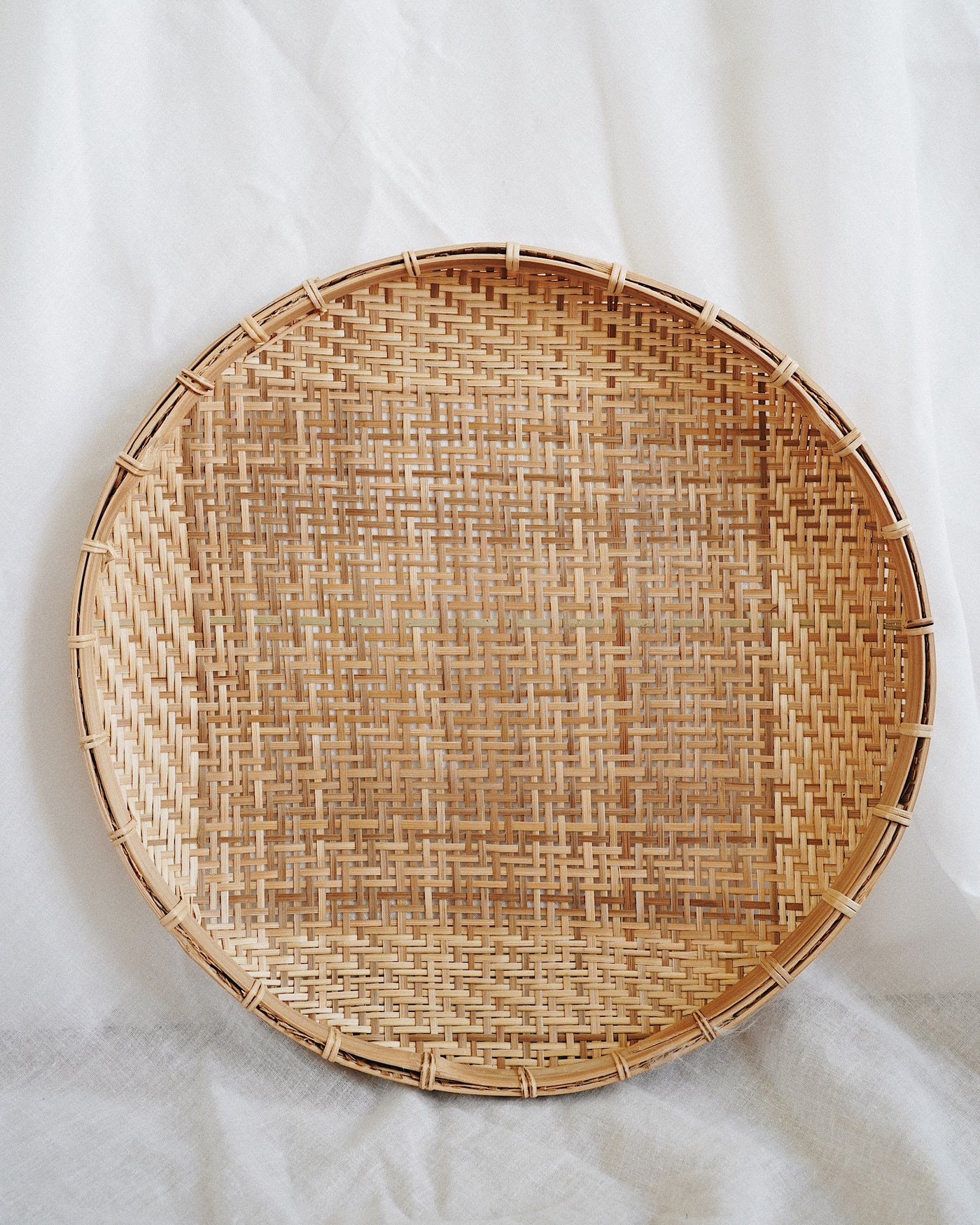Nako Bamboo Flat Basket 12" | Olive & Iris