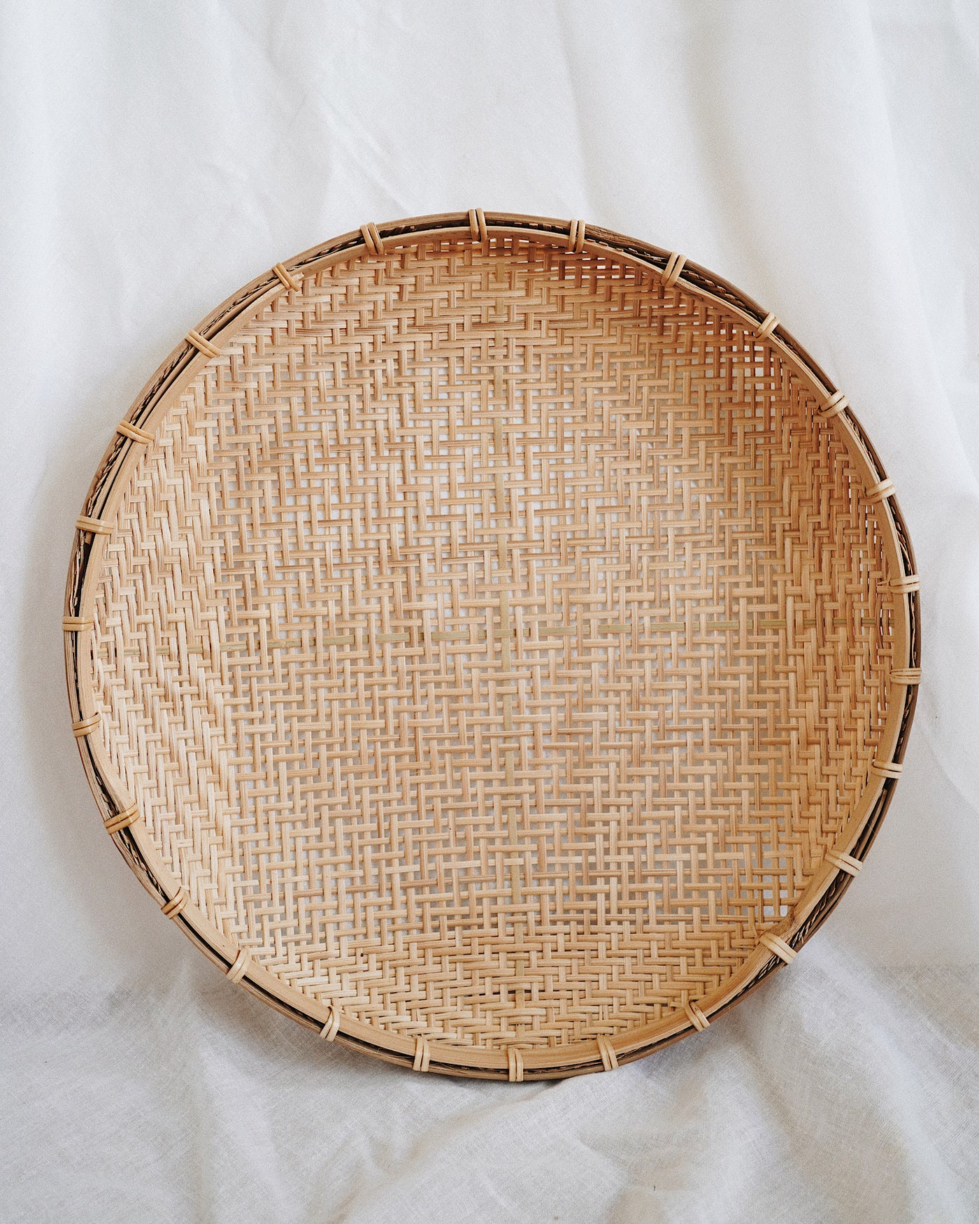 Nako Bamboo Flat Basket 12" | Olive & Iris