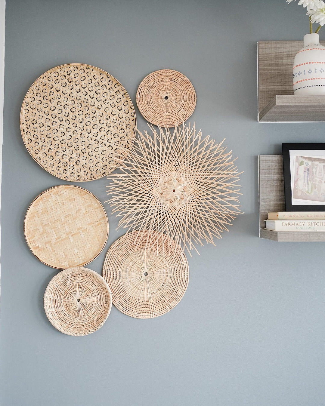 Handcrafted wall baskets for home décor - No. 29 Basket Wall Hanging Set