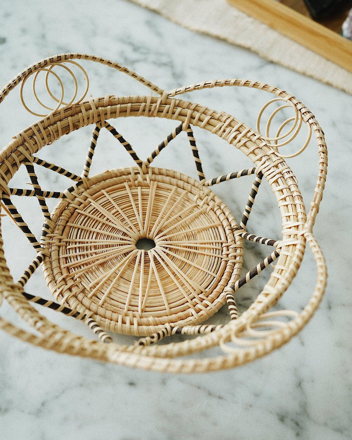 Petite Clover Rattan Woven Basket | Olive & Iris