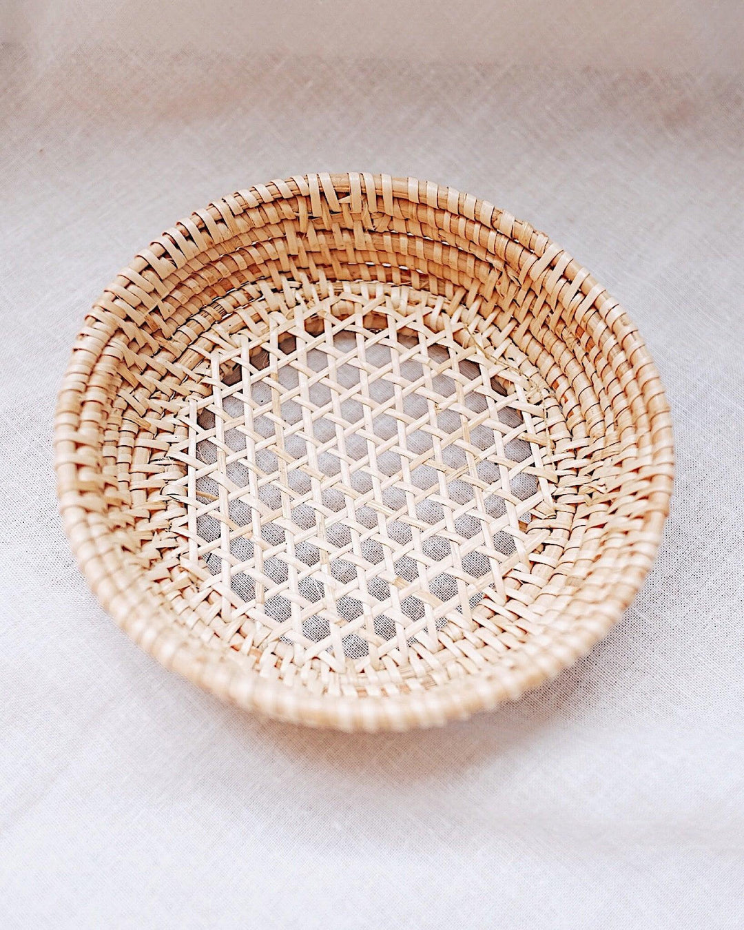 Petite Margot Round Handwoven Rattan Tray | Olive & Iris