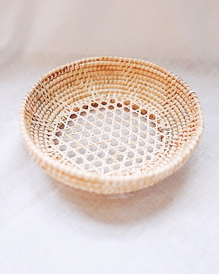 Petite Margot Round Handwoven Rattan Tray | Olive & Iris