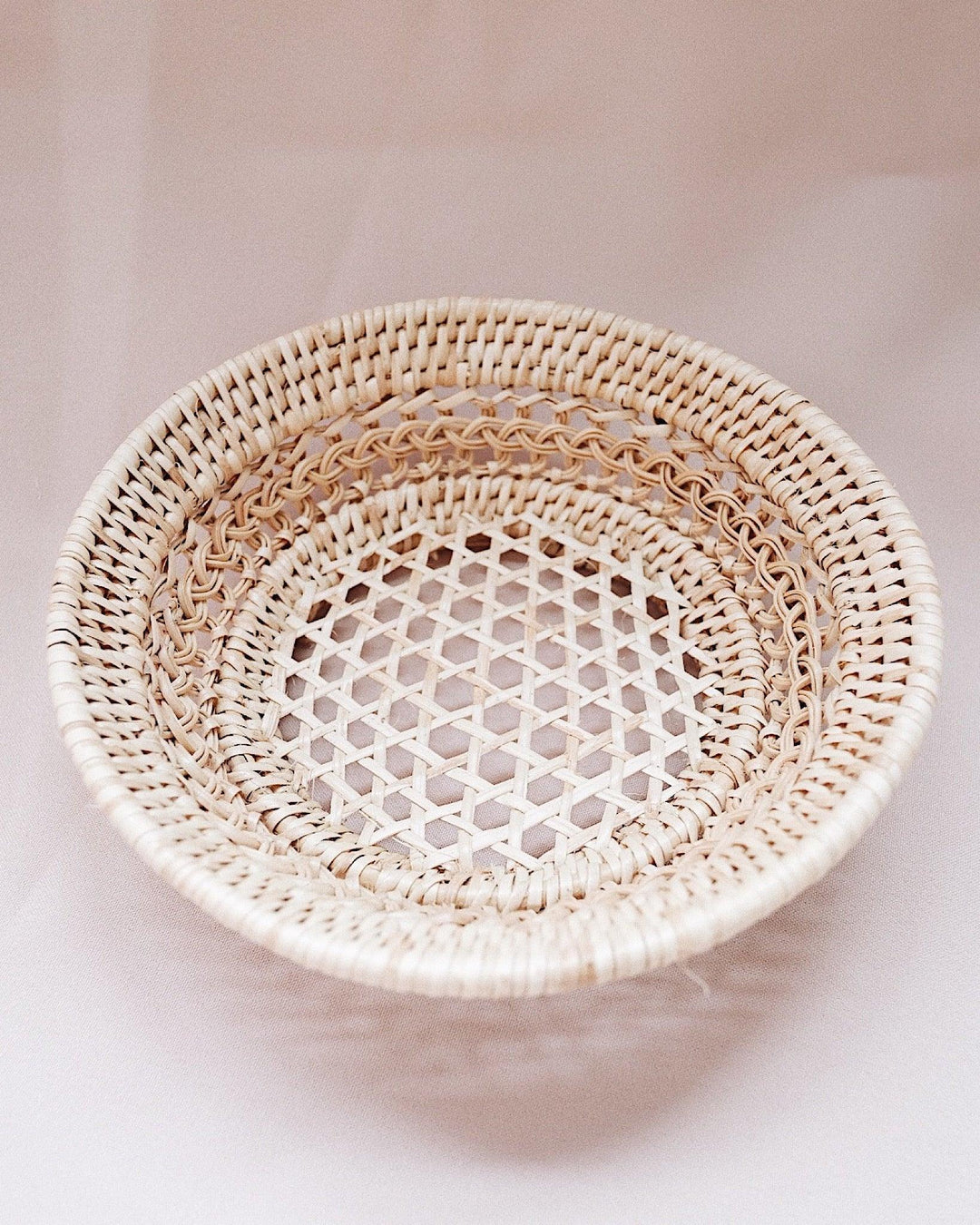 Petite Magnolia Round Handwoven Rattan Tray | Olive & Iris