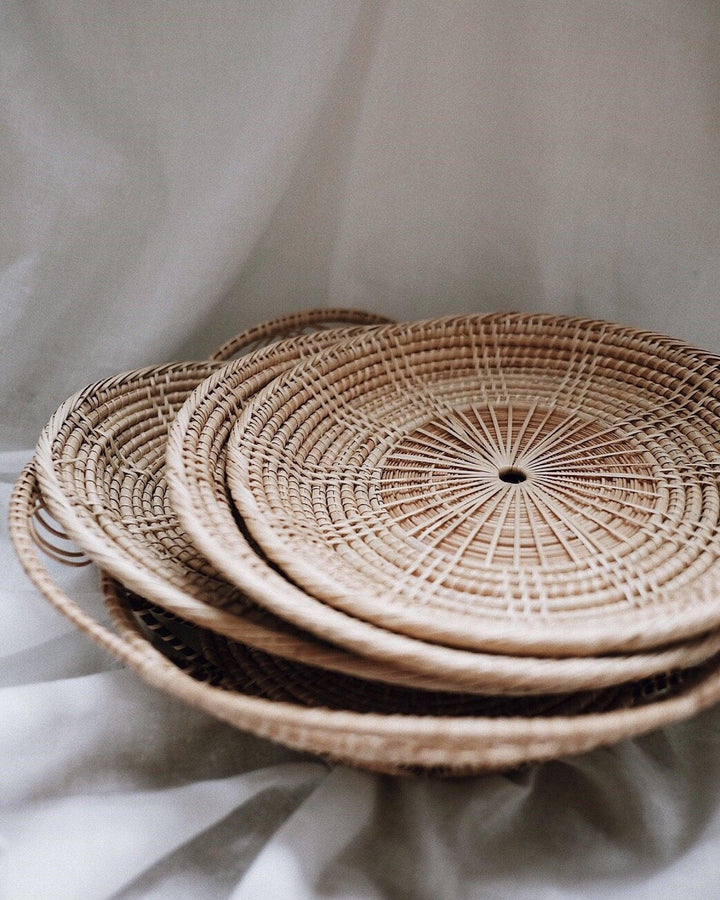 Thyme Rattan Utensil Holder & Round Rattan Plate Holiday Set - Save $5-$8