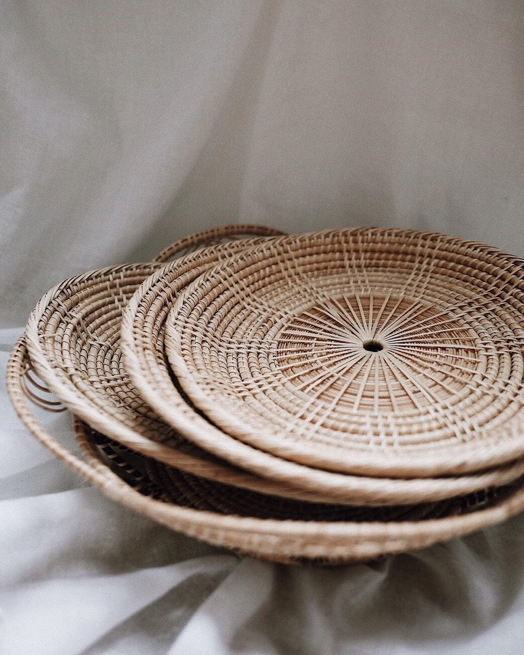 Round Handwoven Rattan Plate & Margarita Rattan Coasters Holiday Set - Save $5